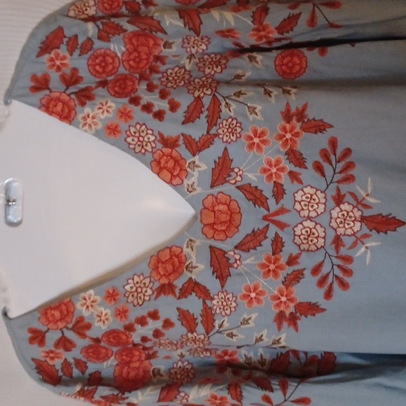 Sundance Sumina Top Light Blue With Floral Embroidery. Size S. - Picture 3 of 12